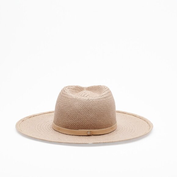 Janessa Leone "Valentine" Packable Straw Fedora Hat in taupe (size S) - Picture 4 of 8